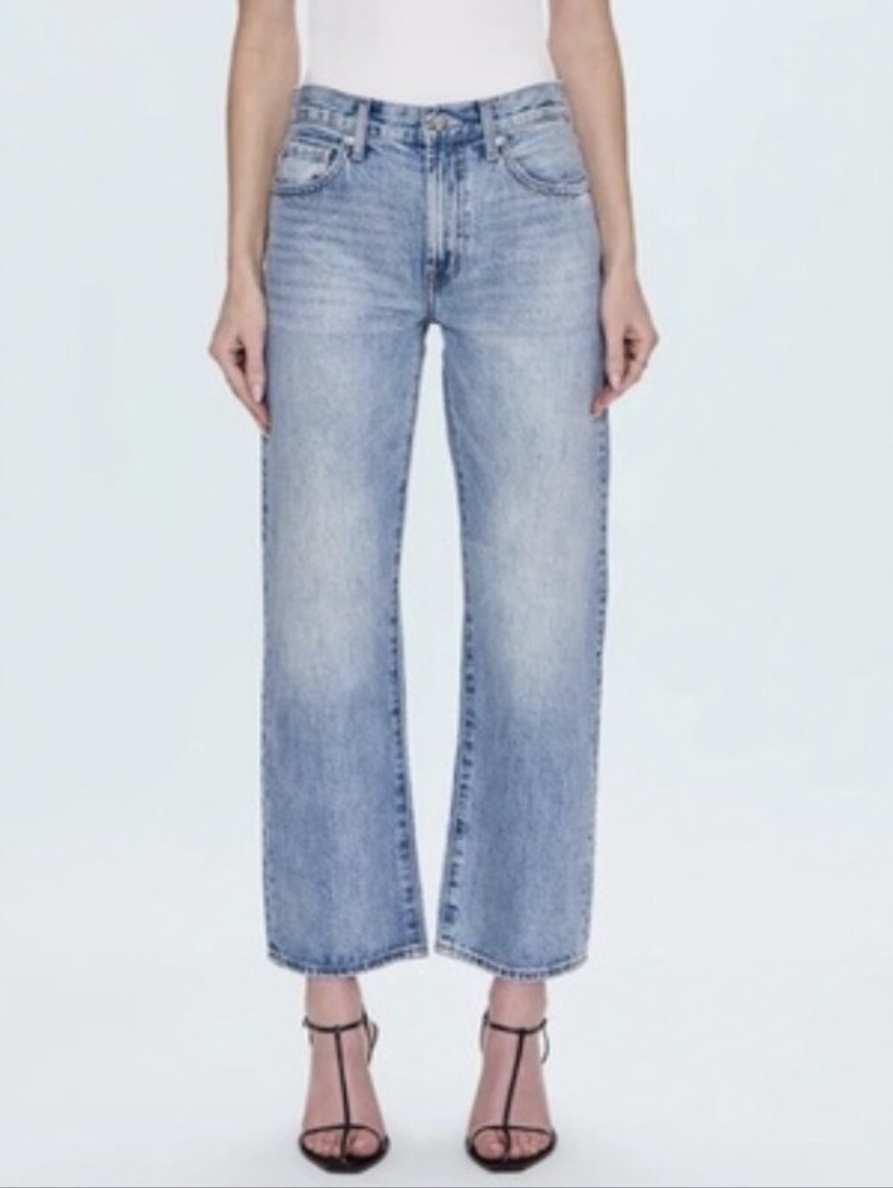 Pistola Lexi Mid Rise Bowed Jeans In Bowie Blue Denim Women's Sz 29 Petite